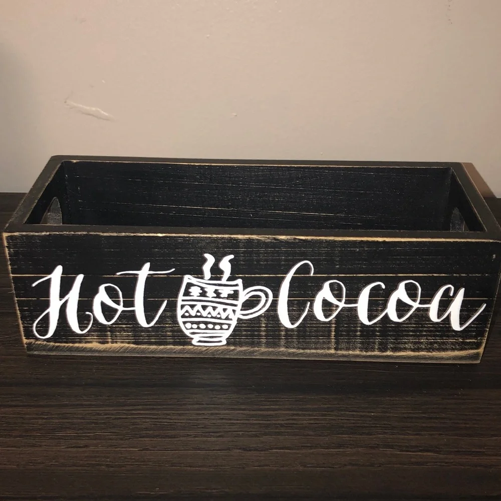 🥧🔥 Wooden 'Hot Cocoa' Serving Crate